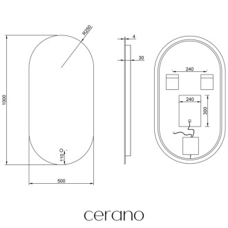 CERANO - Kúpeľňové LED zrkadlo Argento - 100x50 cm