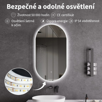CERANO - Kúpeľňové LED zrkadlo Argento - 80x40 cm