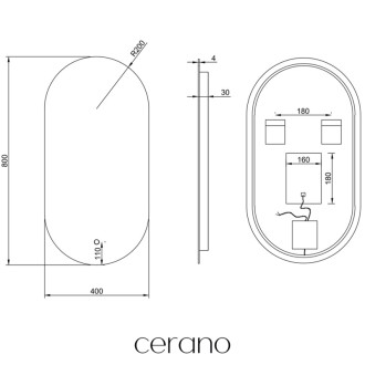 CERANO - Kúpeľňové LED zrkadlo Argento - 80x40 cm