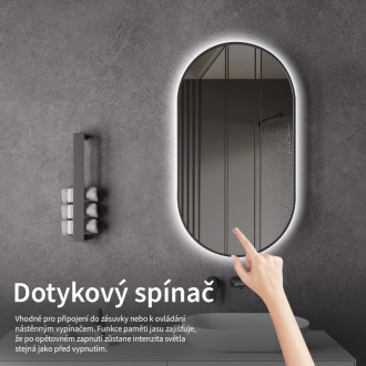 CERANO - Kúpeľňové LED zrkadlo Balzo, kovový rám - čierna matná - 40x60 cm