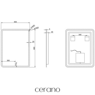 CERANO - Kúpeľňové LED zrkadlo Grande - 60x80 cm