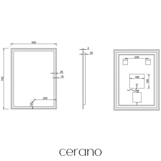 CERANO - Kúpeľňové LED zrkadlo Interno - 50x70 cm