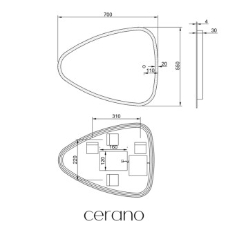 CERANO - Kúpeľňové LED zrkadlo Riflettore - 70x55 cm
