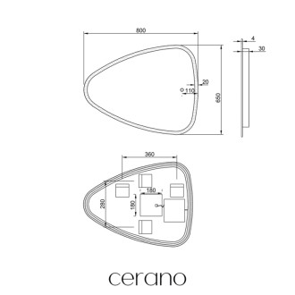 CERANO - Kúpeľňové LED zrkadlo Riflettore - 80x65 cm