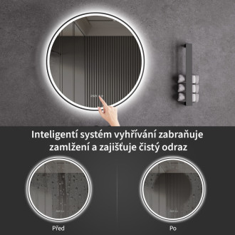 CERANO - Kúpeľňové LED zrkadlo Rivo, kovový rám - čierna matná - Ø 60 cm