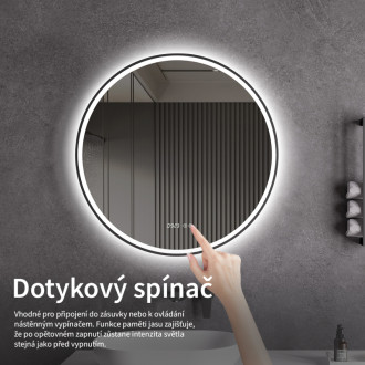 CERANO - Kúpeľňové LED zrkadlo Rivo, kovový rám - čierna matná - Ø 60 cm