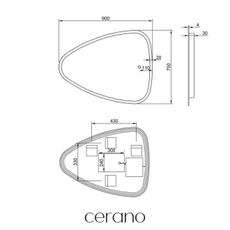 CERANO - Kúpeľňové LED zrkadlo Riflettore - 90x75 cm
