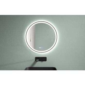 CERANO - Kúpeľňové LED zrkadlo Rivo, kovový rám - čierna matná - Ø 60 cm
