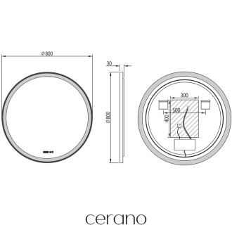 CERANO - Kúpeľňové LED zrkadlo Rivo, kovový rám - čierna matná - Ø 80 cm