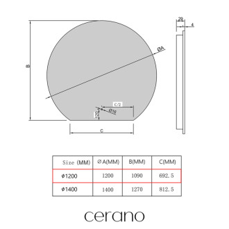 CERANO - Kúpeľňové LED zrkadlo Rondo - Ø 120 cm