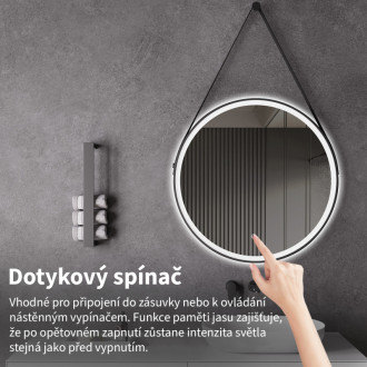 CERANO - Kúpeľňové LED zrkadlo Rotondo, kovový rám - čierna matná - Ø 60 cm