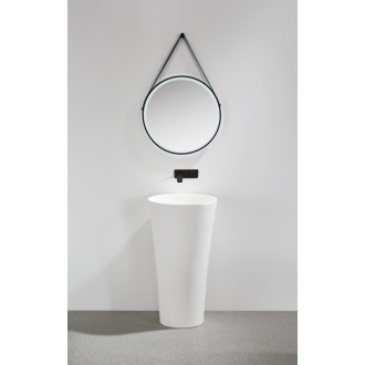 CERANO - Kúpeľňové LED zrkadlo Rotondo, kovový rám - čierna matná - Ø 60 cm