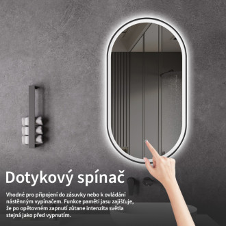 CERANO - Kúpeľňové LED zrkadlo Salvo, kovový rám - čierna matná - 55x100 cm