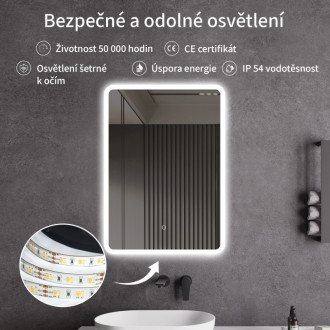 CERANO - Kúpeľňové LED zrkadlo Silvano - 60x80 cm