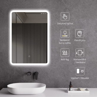CERANO - Kúpeľňové LED zrkadlo Silvano - 60x80 cm