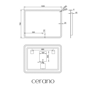 CERANO - Kúpeľňové LED zrkadlo Speculare - 120x70 cm
