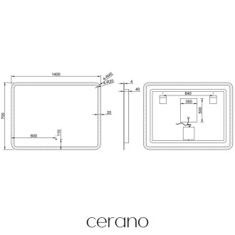 CERANO - Kúpeľňové LED zrkadlo Speculare - 140x70 cm