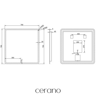 CERANO - Kúpeľňové LED zrkadlo Speculare - 70x70 cm