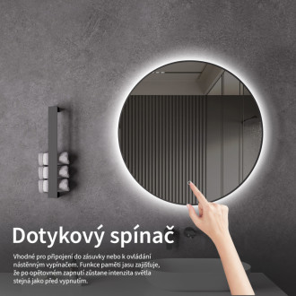 CERANO - Kúpeľňové LED zrkadlo Velo, kovový rám - čierna matná - Ø 60 cm