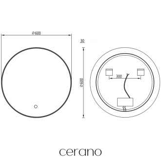 CERANO - Kúpeľňové LED zrkadlo Velo, kovový rám - čierna matná - Ø 60 cm