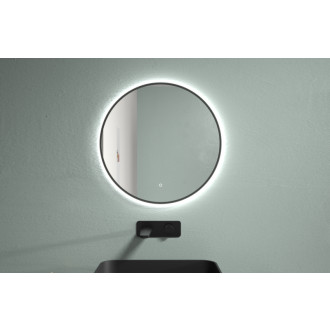 CERANO - Kúpeľňové LED zrkadlo Velo, kovový rám - čierna matná - Ø 80 cm