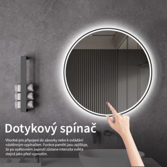 CERANO - Kúpeľňové LED zrkadlo Vito, kovový rám - čierna matná - Ø 60 cm