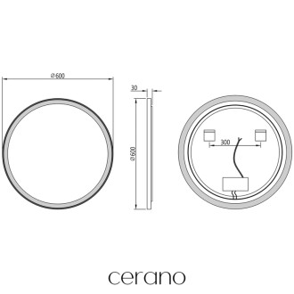 CERANO - Kúpeľňové LED zrkadlo Vito, kovový rám - čierna matná - Ø 60 cm