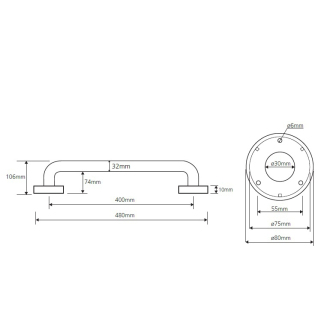 BEMETA HELP: Madlo 400 mm, lesk 301100401