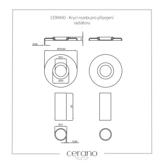 CERANO - Krycia rozeta pre pripojenie radiátora - čierna matná