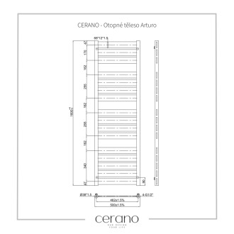 CERANO - Kúpeľňový radiátor Arturo - bočné pripojenie - 859W - čierna matná - 1600x500 mm