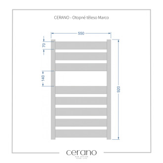 CERANO - Kúpeľňový radiátor Marco - bočné pripojenie - 698W - čierna matná - 920x550 mm