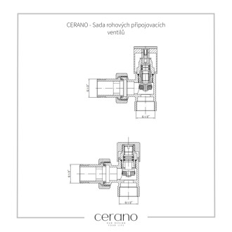 CERANO - Pripojovacia sada radiátorových ventilov - rohová - čierna matná - 1/2"