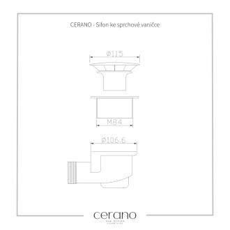 CERANO - Sifón k sprchovej vaničke 90mm - chróm - DN40 flexi