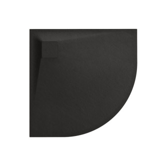 CERANO - Sprchová vanička štvrťkruhová Quarto - SMC/minerálny kompozit - štruktúrovaná čierna matná - 90x90 cm