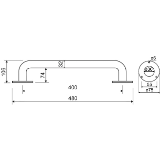 BEMETA HELP: Madlo 400 mm, biele 301100404