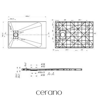 CERANO - Sprchová vanička obdĺžniková Gusto - SMC/minerálny kompozit - štruktúrovaná čierna matná - 100x70 cm