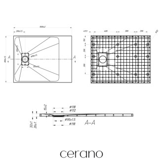CERANO - Sprchová vanička obdĺžniková Gusto - SMC/minerálny kompozit - štruktúrovaná čierna matná - 100x80 cm