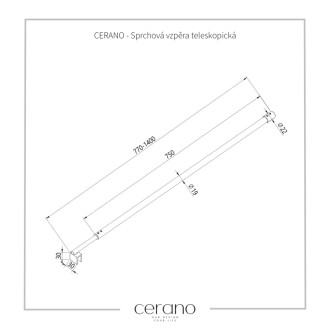 CERANO - Sprchová vzpera guľatá, teleskopická Onyx - chróm - 77-140 cm