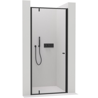 CERANO - Sprchové pivotové dvere Ferri L/P - 6 mm - čierna matná, transparentné sklo - 90x195 cm