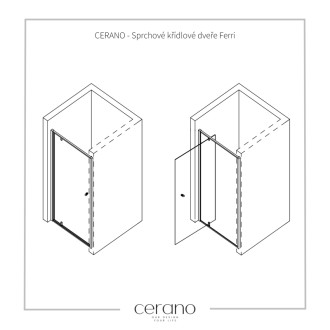 CERANO - Sprchové pivotové dvere Ferri L/P - 6 mm - chróm, transparentné sklo - 100x195 cm