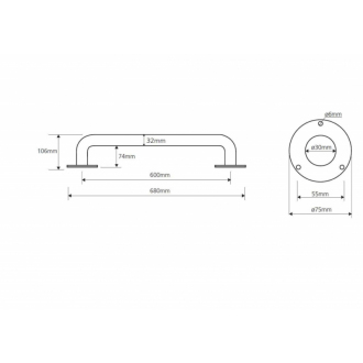 BEMETA HELP: Madlo 600 mm, biele 301100604