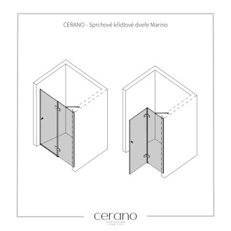 CERANO - Sprchové pántové dvere Marino L/P - 6 mm - čierna matná, transparentné sklo - 120x190 cm