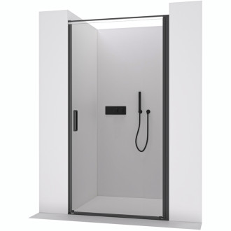 CERANO - Sprchové otočné dvere Porte L/P - 8 mm - čierna matná, transparentné sklo - 80x195 cm