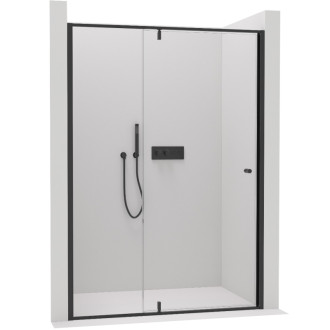 CERANO - Sprchové pivotové dvere Santini Ľ/P - 6 mm - čierna matná, transparentné sklo - 100x195 cm