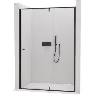 CERANO - Sprchové pivotové dvere Santini Ľ/P - 6 mm - čierna matná, transparentné sklo - 110x195 cm