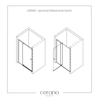 CERANO - Sprchové pivotové dvere Santini Ľ/P - 6 mm - čierna matná, transparentné sklo - 110x195 cm