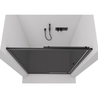 CERANO - Sprchové posuvné dvere Varone POINT Ľ/P - 6 mm - čierna matná, grafitové sklo - 130x195 cm