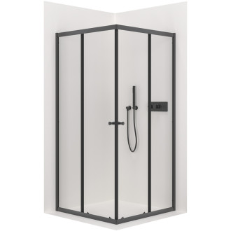 NIORO - Sprchovací kút Fabrizio L/P - čierna matná, transparentné sklo - 80x80 cm - posuvný