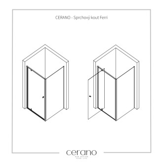 CERANO - Sprchovací kút Ferri L/P - 6 mm - čierna matná, transparentné sklo - 80x80 cm - pivotový