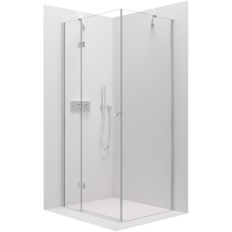 CERANO - Sprchovací kút Marino Ľ/P - 6 mm - chróm, transparentné sklo - 90x90 cm - pántový